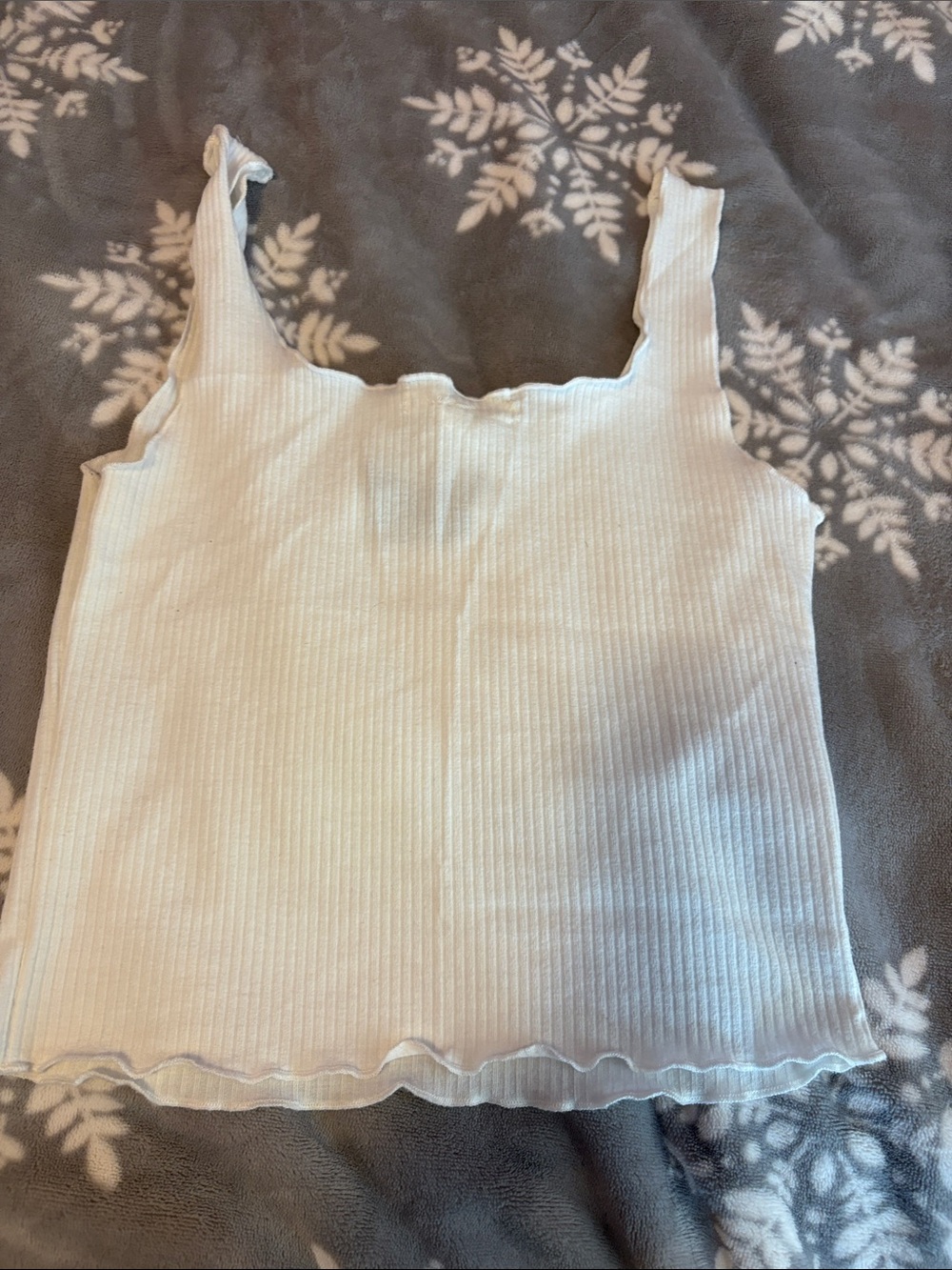 White Ribbed Butterfly Tank Top - Picture 2 of 2